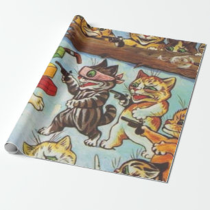 Papier Cadeau Bandits De Kitten Par Louis Wain