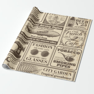 Papier Cadeau bannières de journaux vintages et étiquettes publi