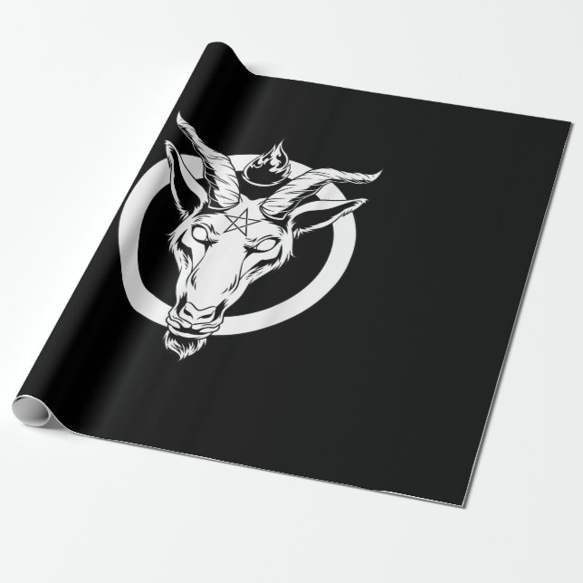 Papier Cadeau Baphomet de chèvre foncée, Satanique Lucifer Beelz (Déroulé)