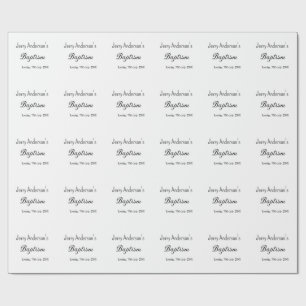 Papier Cadeau Baptême catholique enfants moderne simple QR minim