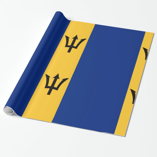 Papier Cadeau Barbados Blue Yellow or (Déroulé)