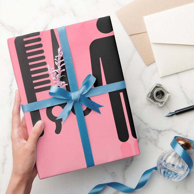 Papier Cadeau Barber Shop Icon Haircut Comb et ciseaux (Créateur téléchargé)