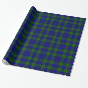 Papier Cadeau Barclay clan tartan bleu vert plaid