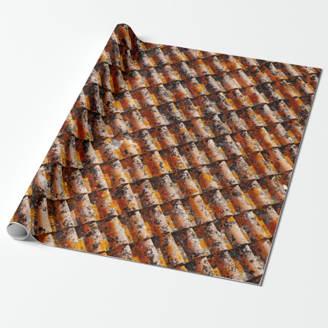 Papier Cadeau Bardeaux de toit orange et noir (Déroulé)