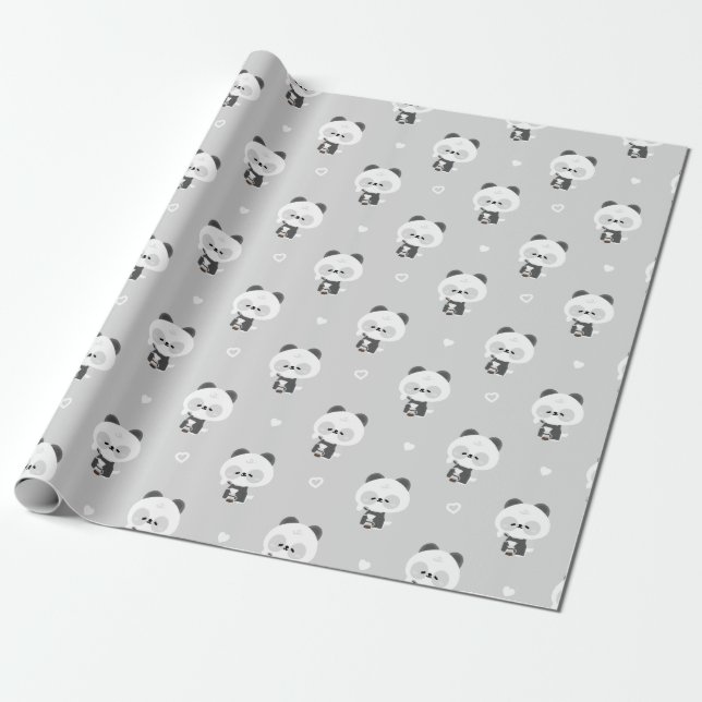 Papier Cadeau Barista Panda Mignon (Déroulé)