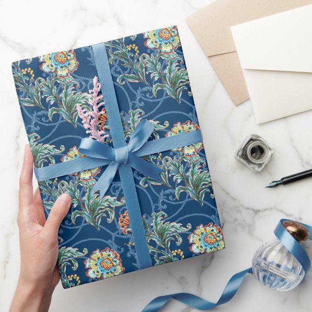 Papier Cadeau Baroque Floral Élégant Doré (Cadeaux)
