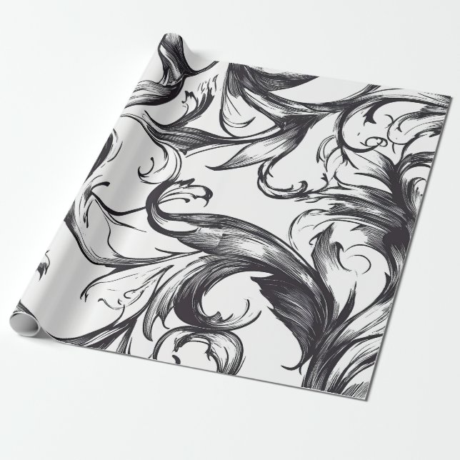 Papier Cadeau Baroque Flourish Wrapping Paper (Déroulé)