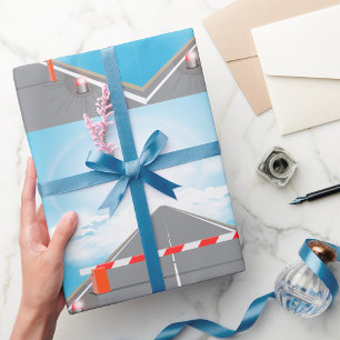 Papier Cadeau Barrière rouge et blanche Accès bloqué