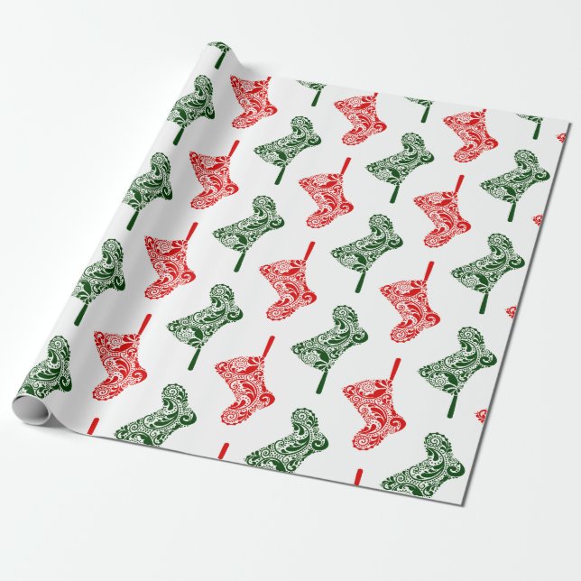 Papier Cadeau Bas de Noël de Paisley (Déroulé)