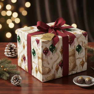 Papier Cadeau Bas de Noël en velours doux héritage