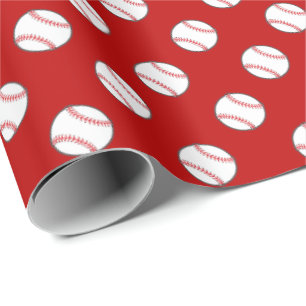 Papier Cadeau Base-ball rouges et blancs toute couleur
