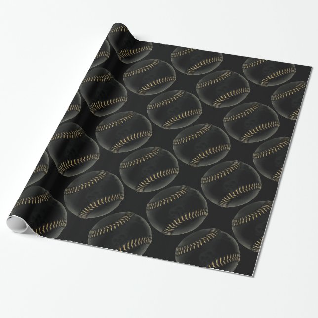 Papier Cadeau baseball black (Déroulé)