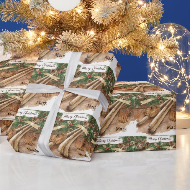 Papier Cadeau Baseball pour Noël avec le nom des enfants (Vacances)