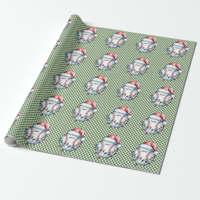 Papier Cadeau Baseball pour Noël avec le nom des enfants (Déroulé)