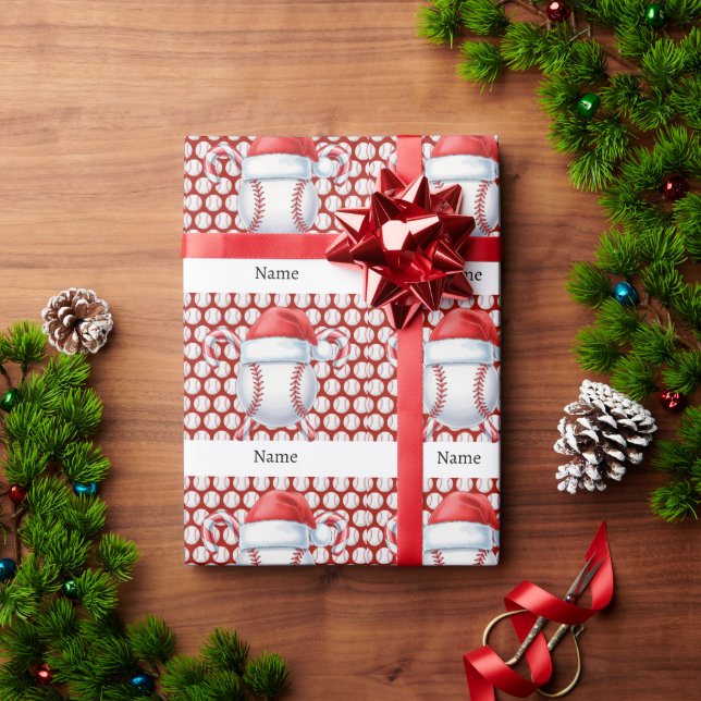 Papier Cadeau Baseball pour Noël avec le nom des enfants (Cadeau de vacances)