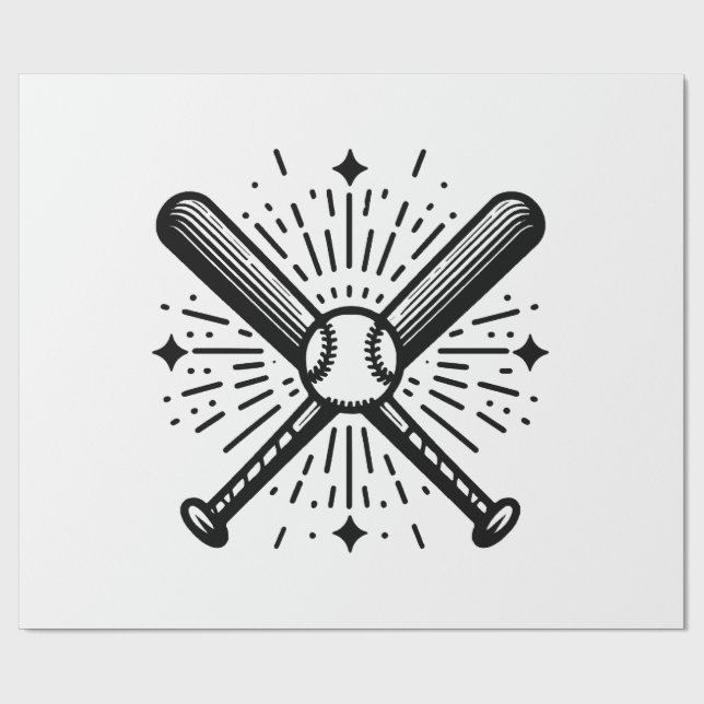 Papier Cadeau baseball vintage (Plat)