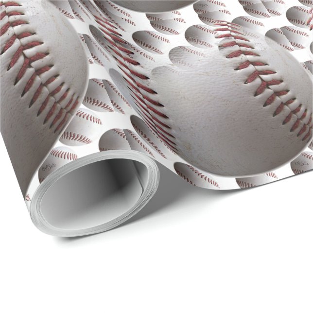 Papier Cadeau Baseballs 3D (Coin rond)