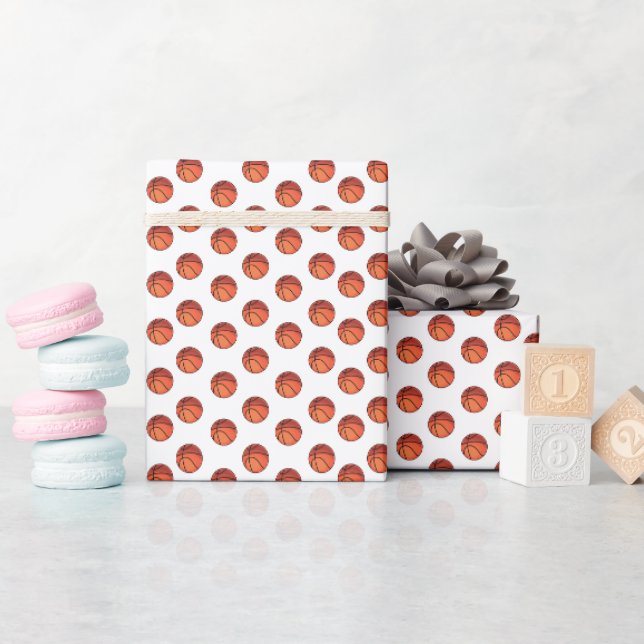 Papier Cadeau Basket-ball blanc (Baby Shower)