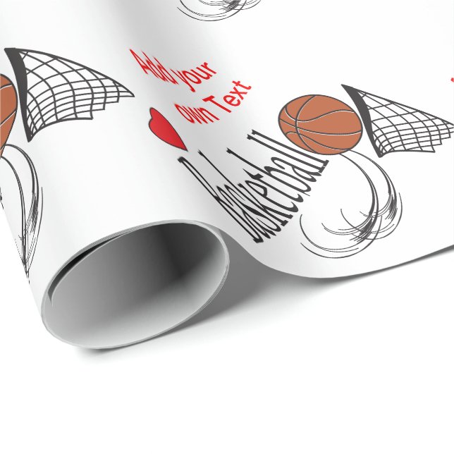 Papier Cadeau Basket-ball d'amour (Coin rond)