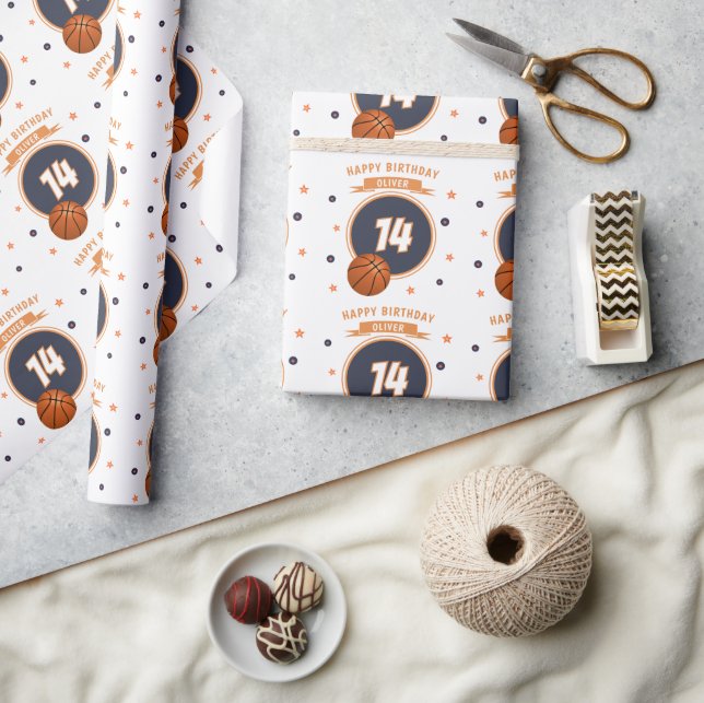 Papier Cadeau Basketball Ball Joyeux Anniversaire Sports (Artisanat)