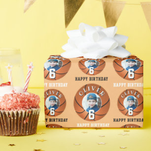Papier Cadeau Basketball Ball Kids Joyeux Anniversaire Photo