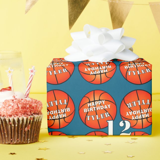 Papier Cadeau Basketball Ball Photo Joyeux anniversaire (Fête d'anniversaire)