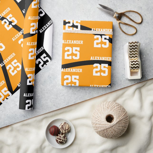 Papier Cadeau Basketball | Nom et Numéro (Artisanat)