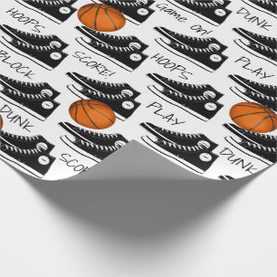 Papier Cadeau Baskets noirs avec basket-ball