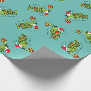 Papier Cadeau Basse de Noël amusante Pêche Poisson Caricature