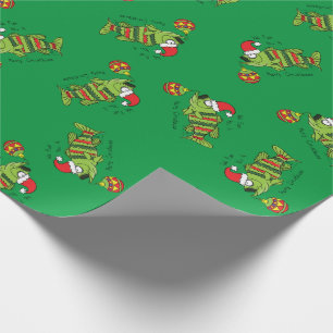 Papier Cadeau Basse de Noël amusante Pêche Poisson Caricature
