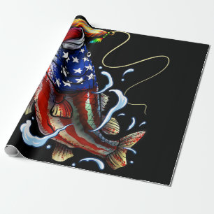 Papier Cadeau Basse Pêche Poisson Drapeau américain Pêche patrio