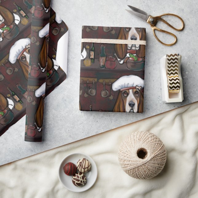 PAPIER CADEAU BASSET HOUND (Artisanat)