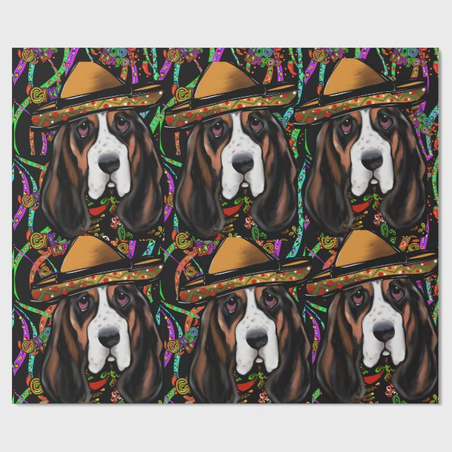 PAPIER CADEAU BASSET HOUND (Plat)
