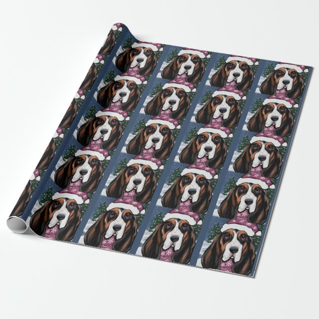 PAPIER CADEAU BASSET HOUND  (Déroulé)