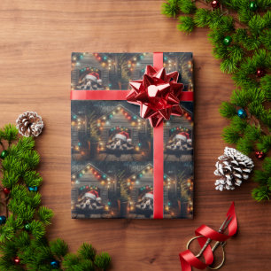 Papier Cadeau Basset Hound de Noël dans une niche