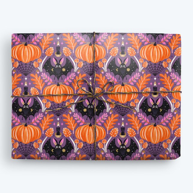 Papier Cadeau Bat d'Halloween mignonne et Citrouille (Créateur téléchargé)