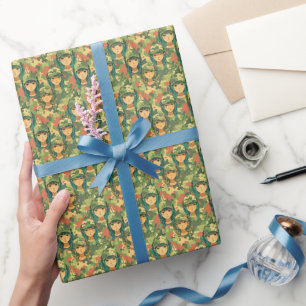 Papier Cadeau Bateau à voile avec voile écarlate motif aquarelle