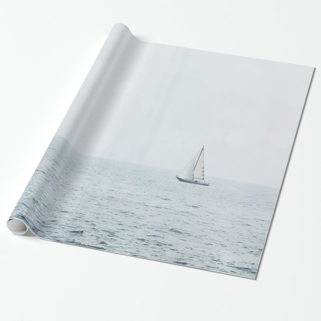 Papier Cadeau Bateau à voile sur le Misty Blue Ocean Sail (Déroulé)