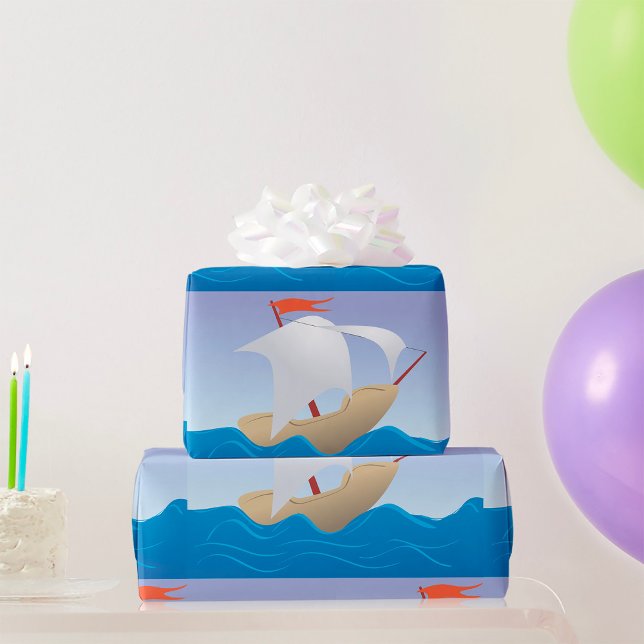 Papier Cadeau Bateau À Voile Sur Papier Wrapping (Créateur téléchargé)