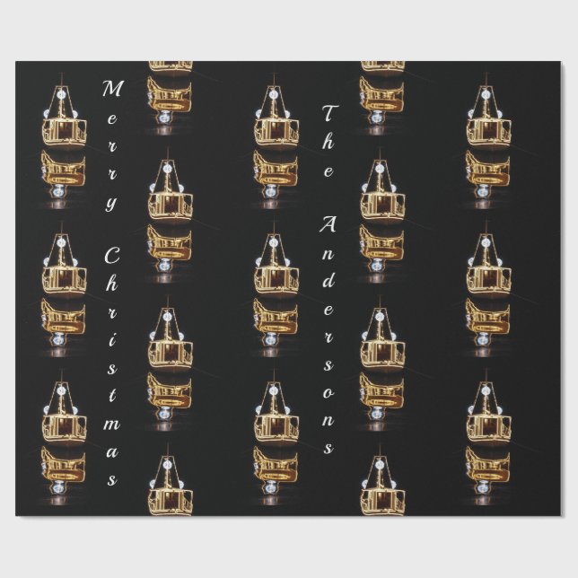 Papier Cadeau Bateau De Noël Aux Lumières D'Or (Plat)