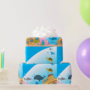 Papier Cadeau Bateau Et Poisson Ensoleillés