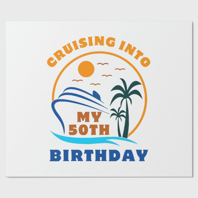 Papier Cadeau Bateau pour mes 50 ans de croisière (Plat)