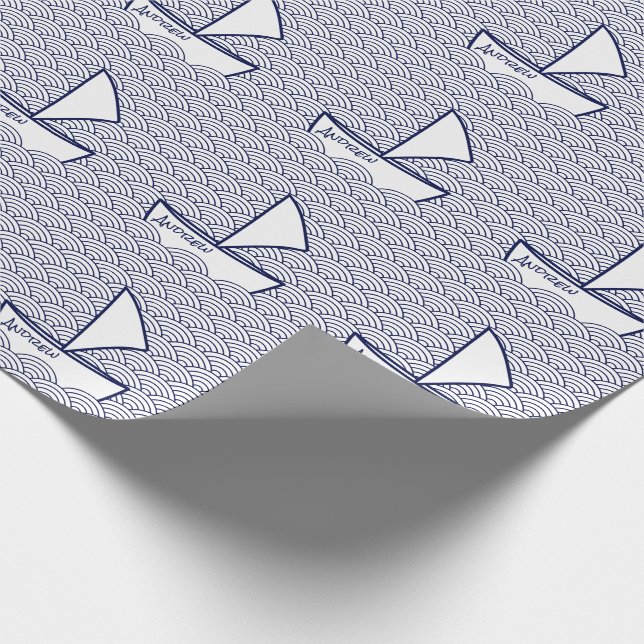 Papier Cadeau Bateau sur Waves Wrapper Paper (Coin)