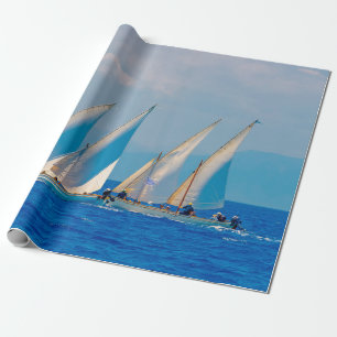 Papier Cadeau Bateaux classiques en bois en course, Spetses i