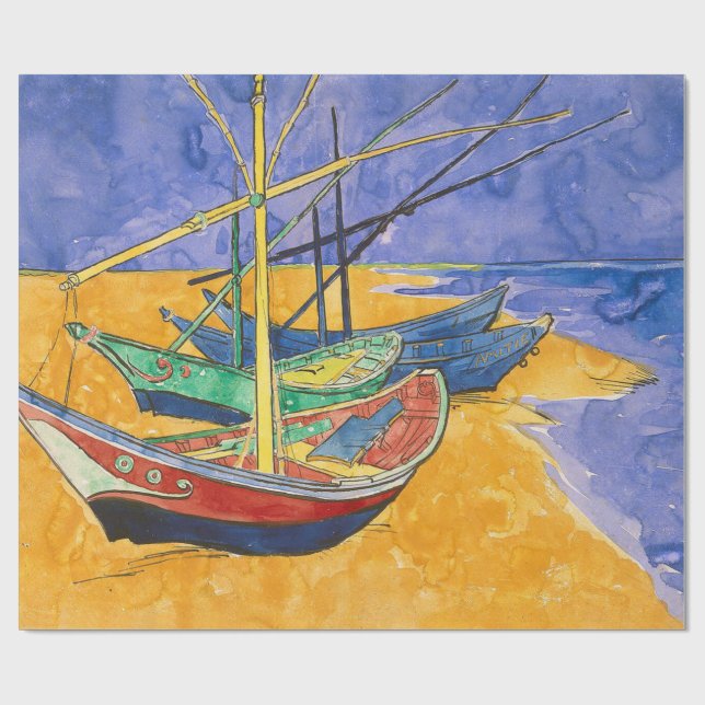 Papier Cadeau Bateaux de Van Gogh Impressionnisme Plage (Plat)
