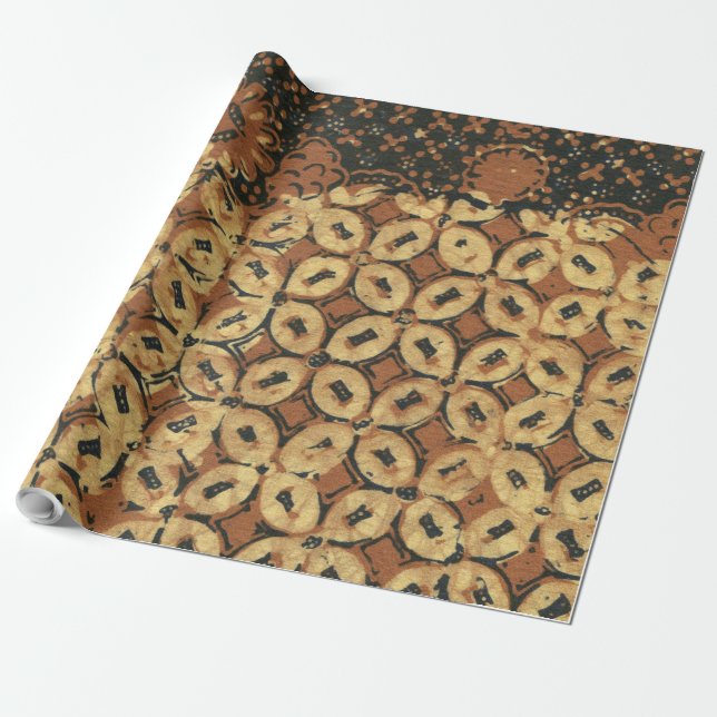 Papier Cadeau Batik Earthy Coffee Bean Élégant Rustique robuste (Déroulé)