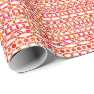 Papier Cadeau Batik tribal - nuances d'orange et de rose