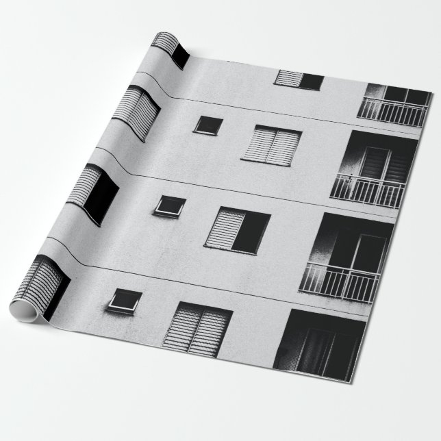 Papier Cadeau Bâtiment en béton blanc (Déroulé)