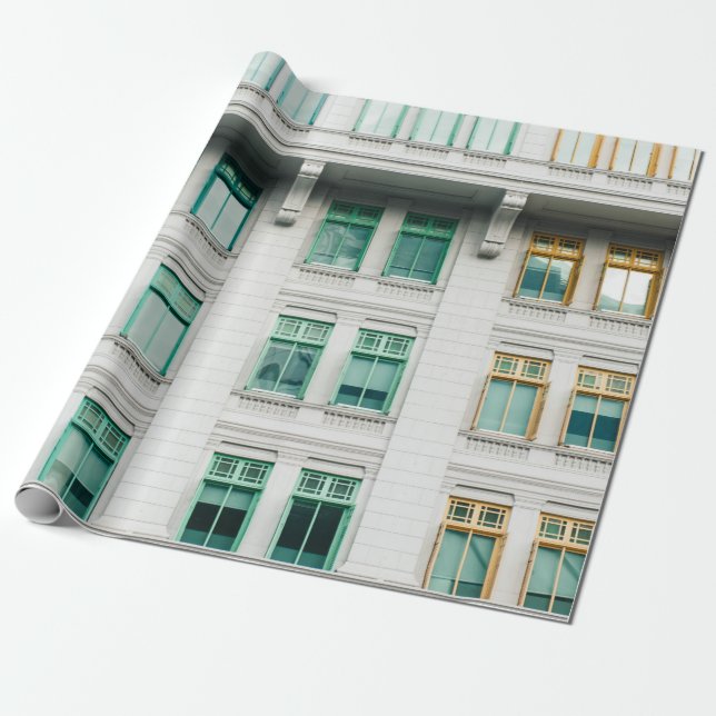 PAPIER CADEAU BÂTIMENT EN BÉTON BLANC-3 (Déroulé)