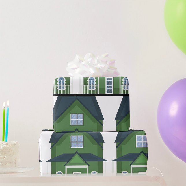 Papier Cadeau Bâtiment résidentiel de la Maison Verte (Créateur téléchargé)